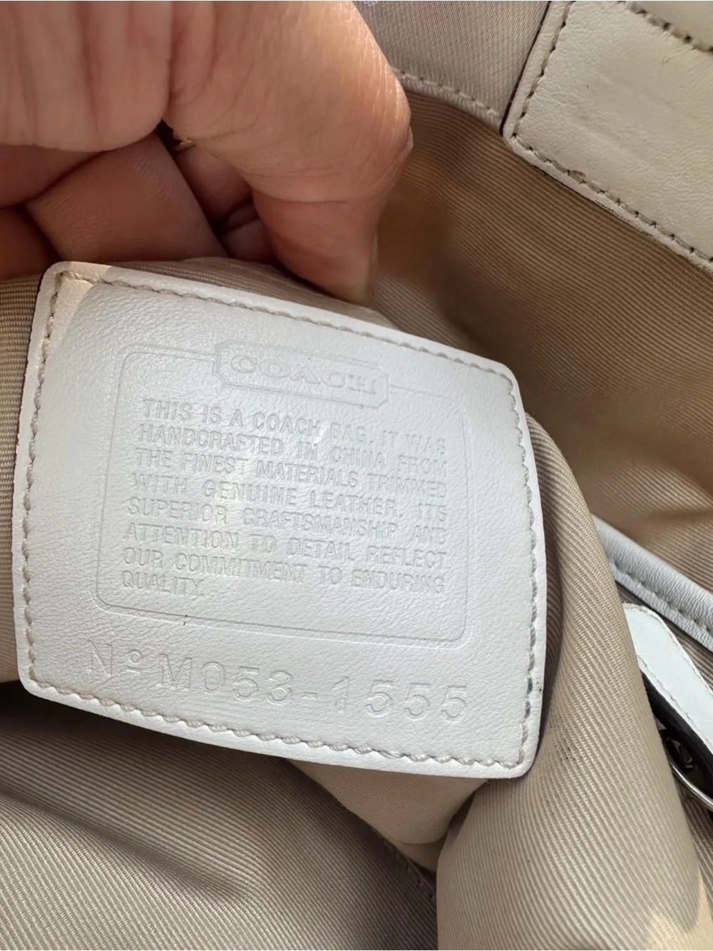 Coach Cream Signature Canvas Bee Accent Shoulder Bag
